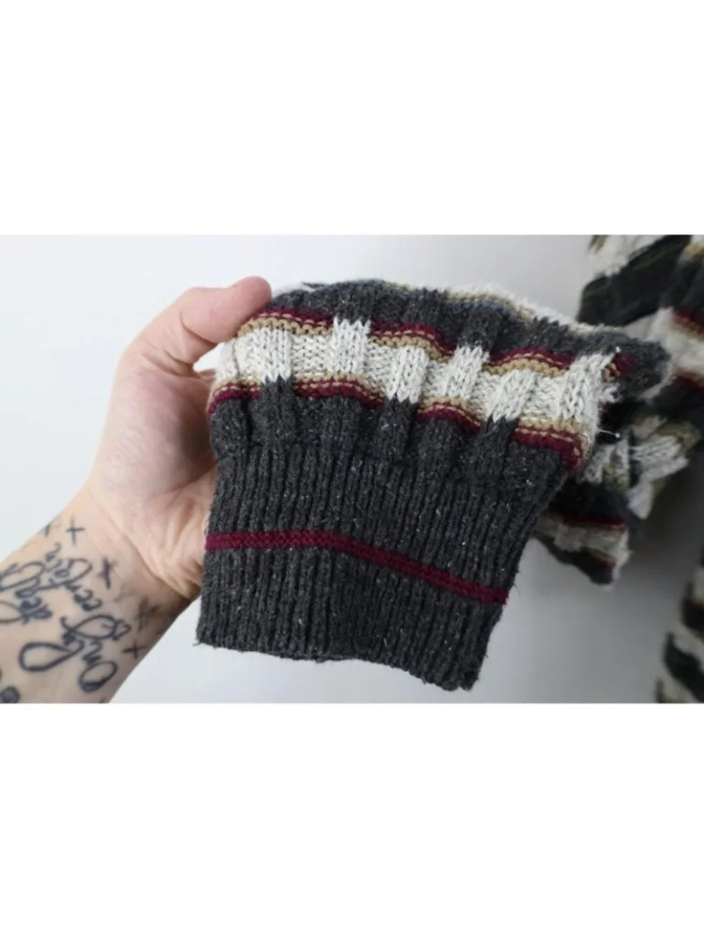 Vintage 90s Streetwear Mens Small Striped Cotton Weave Knit Crewneck Sweater USA
